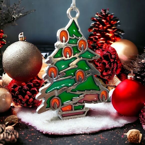 Vtg Stained Glass Christmas Tree Ornament Russ Berrie Holiday Highlights Acrylic - Picture 14 of 16